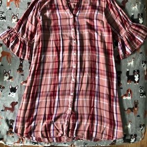 Pink plaid maternity dress